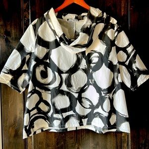 Bryn walker cowl neck 100% cotton short sleeve top, size Small